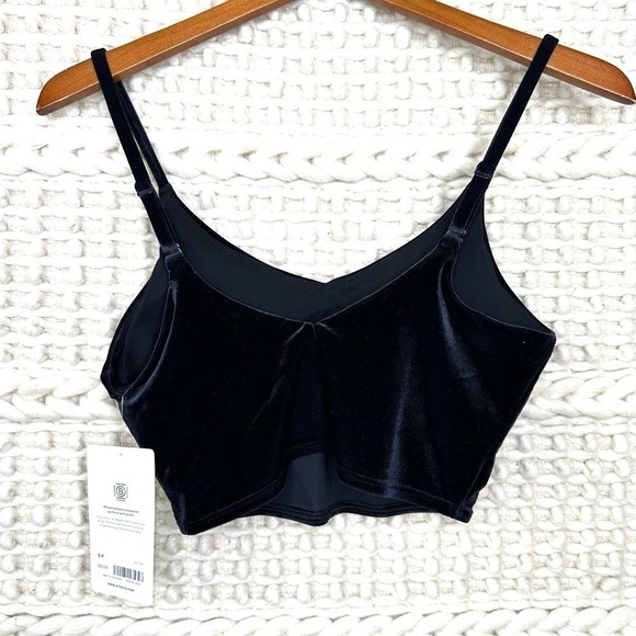 Athleta Black Elevation V Neck Velvet Crop Bra - Picture 6 of 6